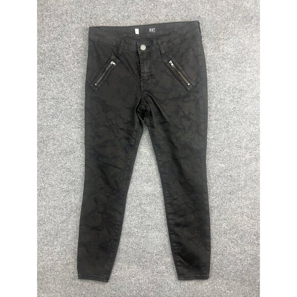 Kut From The Kloth Connie Jeans Women's 4 Black Camo Denim Ankle Skinny Zippers - Picture 1 of 8